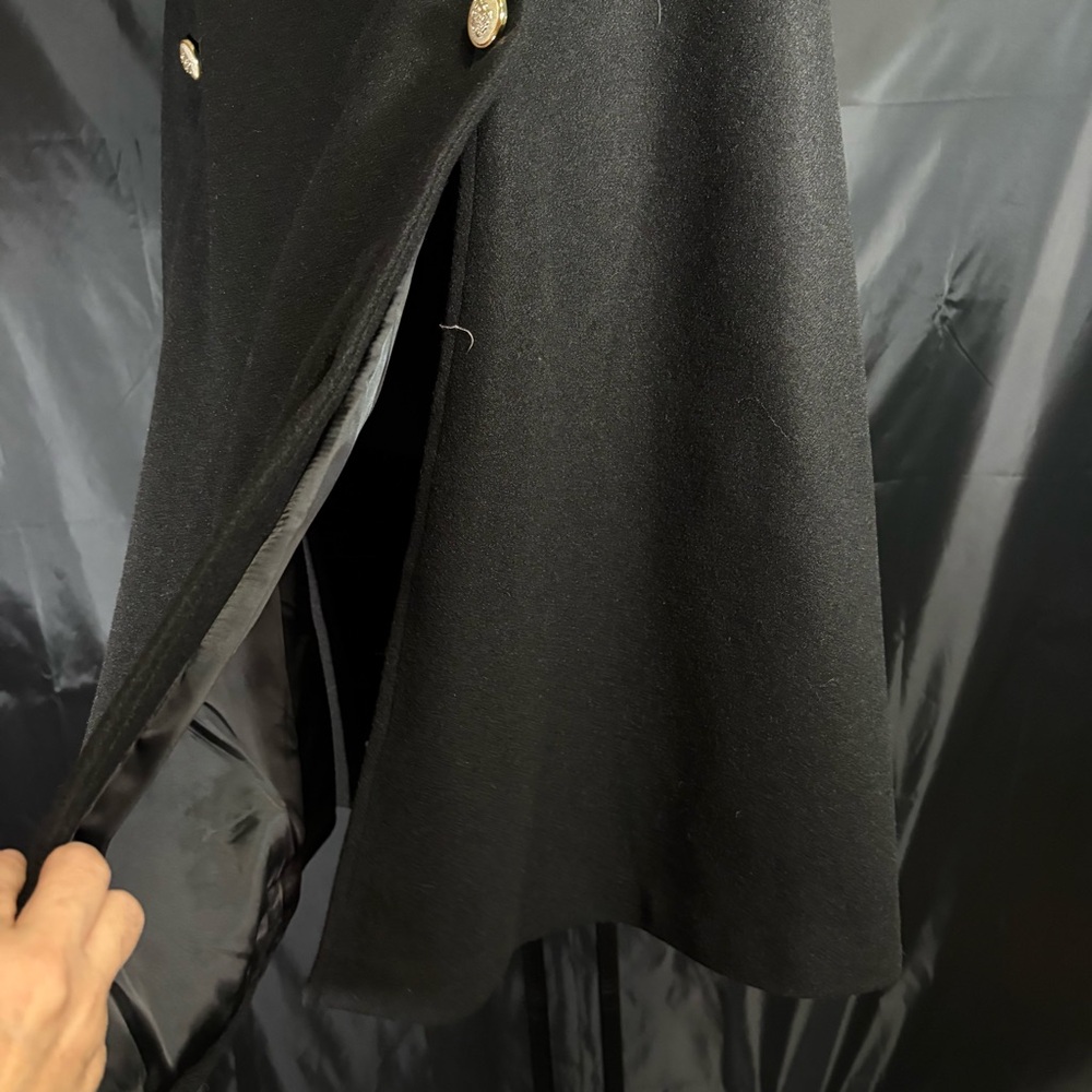 SHEIN Elegant Black Cape Coat with Gold Buttons SZ S - Picture 12 of 15